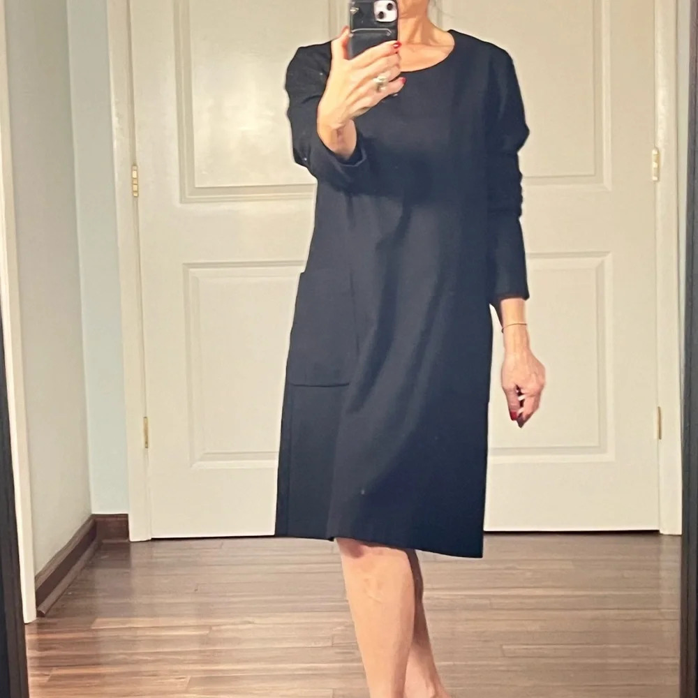 Tricot Comme des Garçons black 100% wool A line dress